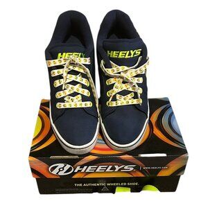 Heelys Youth Size 4 Navy Neon Green Shoes w Box Roller Skate Sneakers Runners